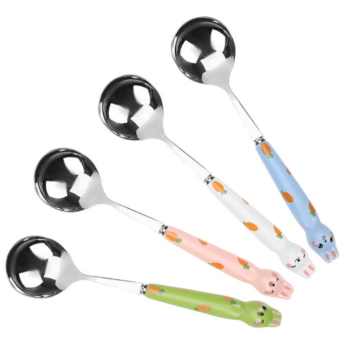 4Stk Löffel Mit Hase Design Keramikgriff Servierlöffel