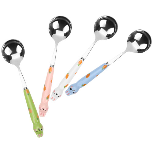 4Stk Löffel Mit Hase Design Keramikgriff Servierlöffel 2