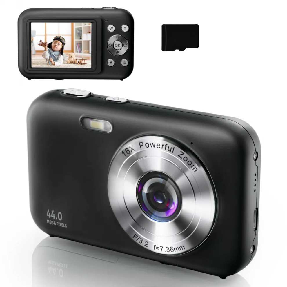 Digital Camera 1080P 44Mp 16 X Zoom 2.4-Inch Display, 32Gb Card Black 7314280602391