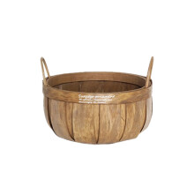 Handmade Brown Wooden Picnic Basket Durable Vegetable Storage