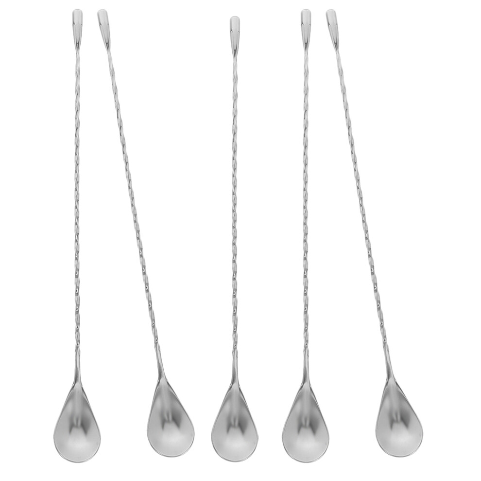 5 Sztuk Stalowych ŁYżEczek Barowych, Spiralny WzóR, 30 Cm-image