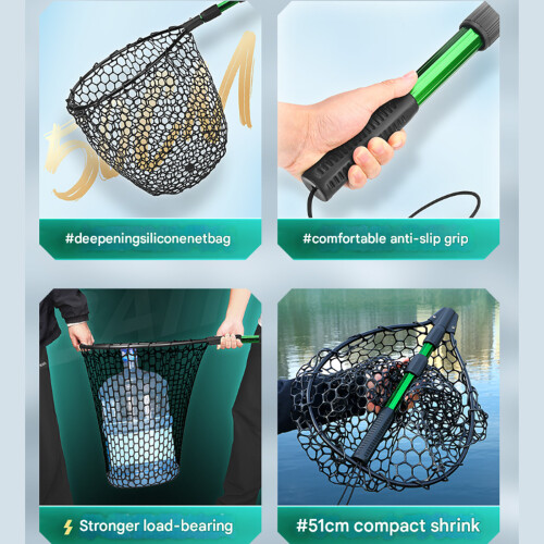 Portables Foldable Fishing Net Collapsible Aluminum Alloys Rod 1