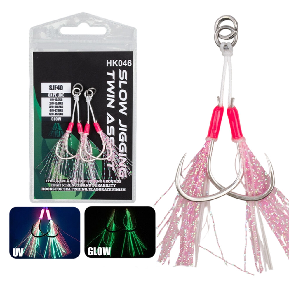 2Pcs Double Fishing Assist Hook Jigs Assist Glow Hook-Pink 5-image-OPC-PM762VJ-NEW