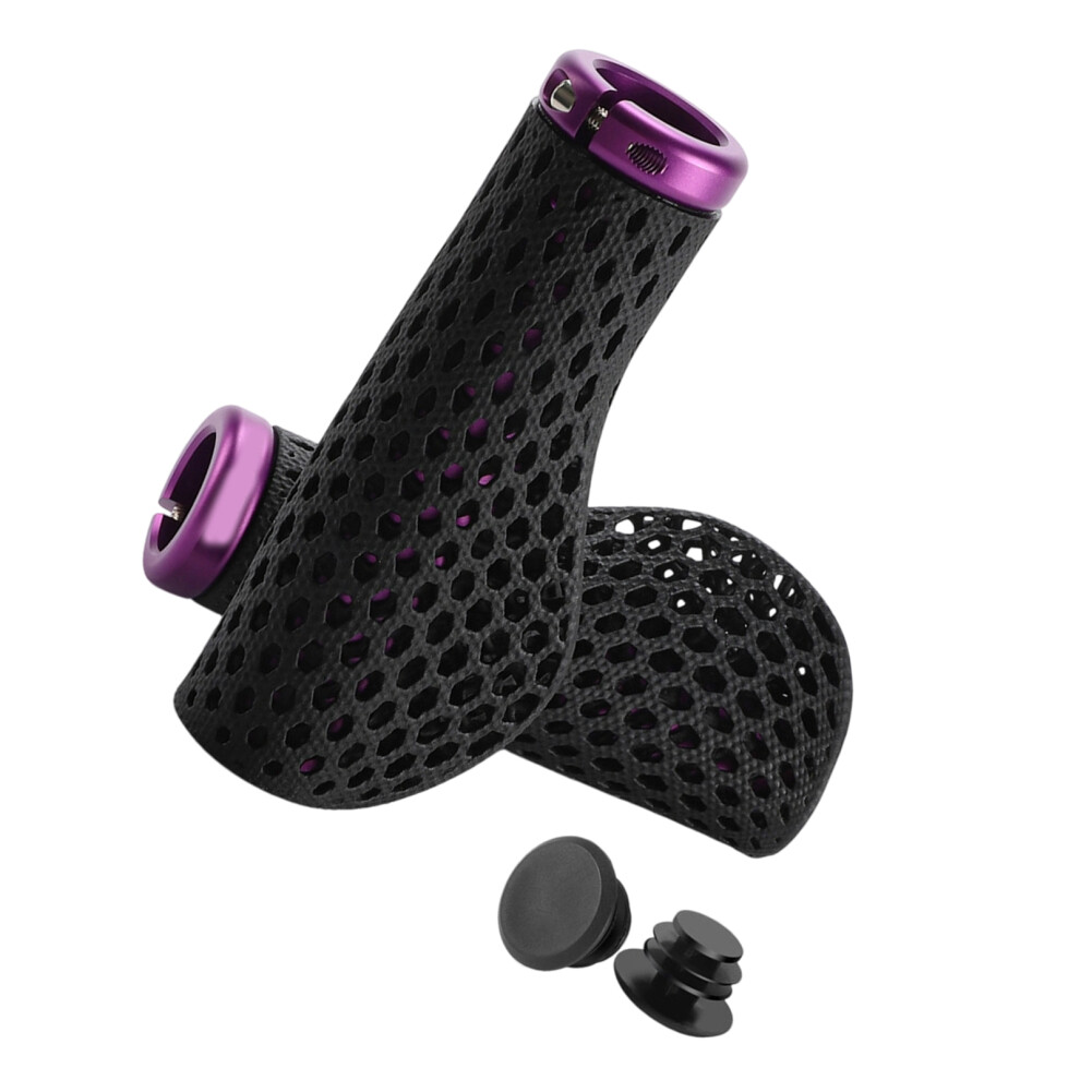 1Pair Shock Absorption Handle Bar Cover Nonslip Hollow-Purple 7751000287597