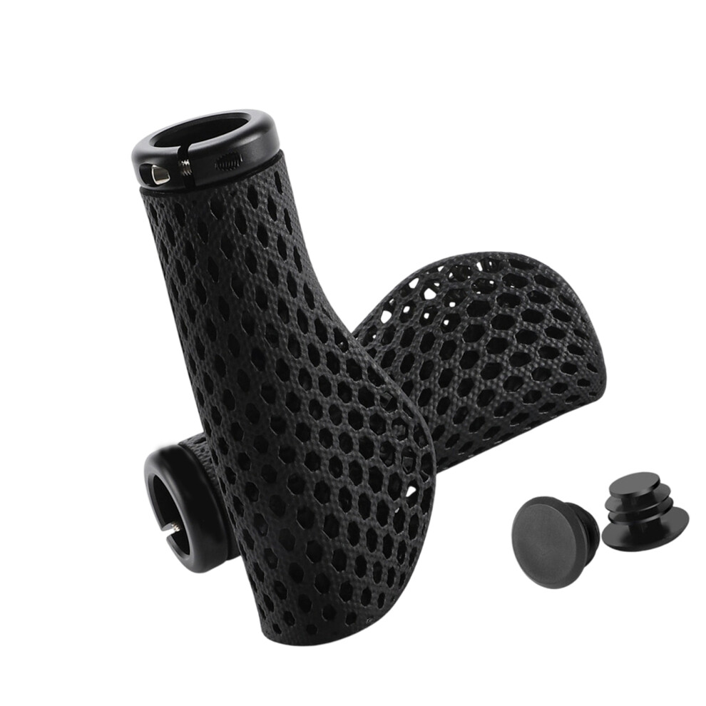 1Pair Shock Absorption Handle Bar Cover Nonslip Hollow-Black 7751000288662