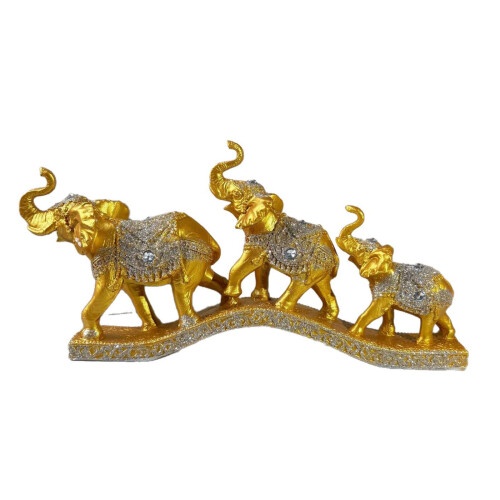 Dierenstandbeeld Collectibles Beeldjes-gouden drie olifant