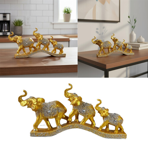 Dierenstandbeeld Collectibles Beeldjes-gouden drie olifant 1