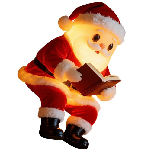 Kerstman Leesboek Hars Standbeeld Lamp Kerst Decors LED