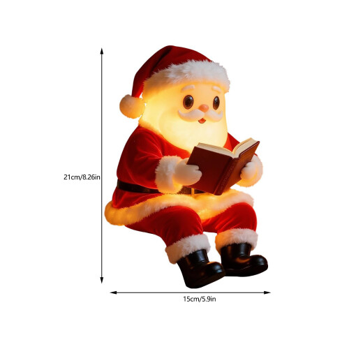 Kerstman Leesboek Hars Standbeeld Lamp Kerst Decors LED 2