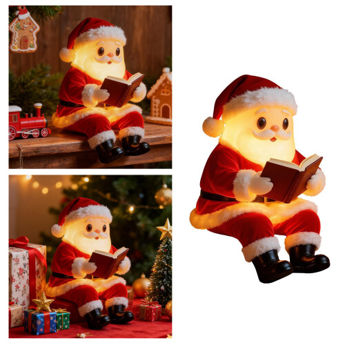 Kerstman Leesboek Hars Standbeeld Lamp Kerst Decors LED 1