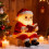 Kerstman Leesboek Hars Standbeeld Lamp Kerst Decors LED 6