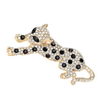 Legierungs-Leoparden-Brosche mit funkelnden Strasssteinen,-Gold