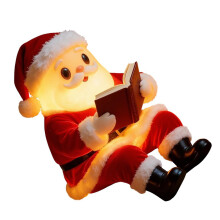 Santa Lesen Buch Statue Nachtlicht Harz Tisch Lampe Warme LED