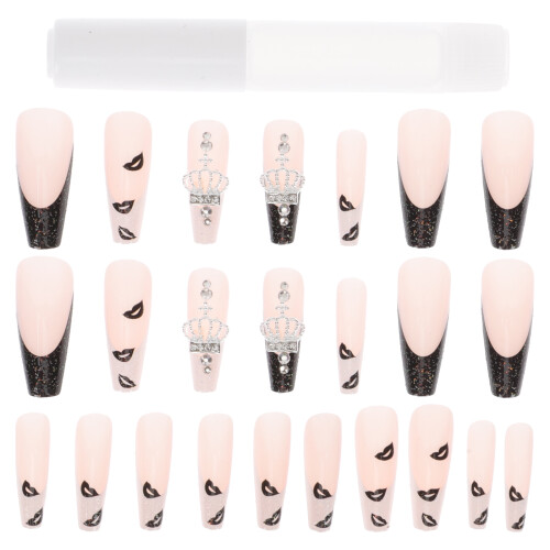5 Sets Echte Kunstnägel Mit Und Glitzer Für Maniküre