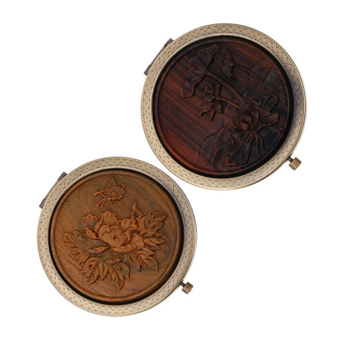 2St Vintage Makeup Spiegel Opvouwbaar Bruin