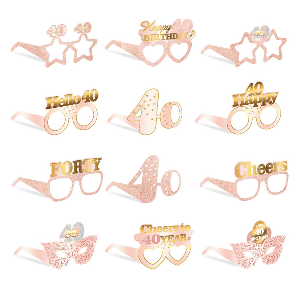 12pcs Birthday Eyewear Assorted Styles Photo Booth-40 years old