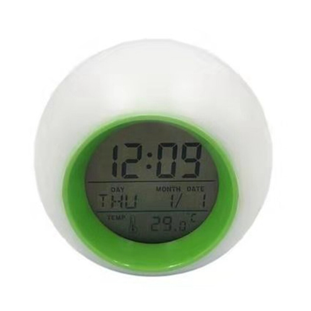Round Multicolor Changing Nightlight Digital Alarm Clock-Green