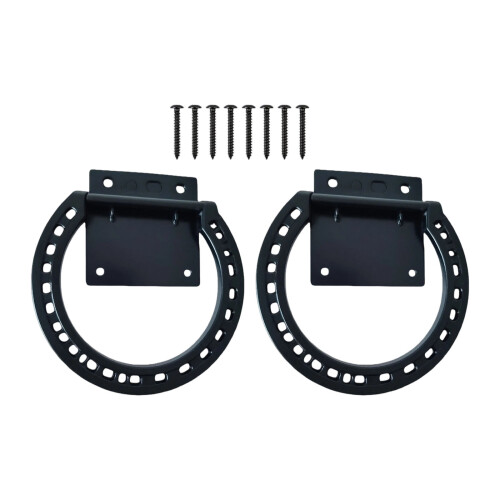 2Pcs Horse Collar Rings Horseshoe Crosses Ties Down Solid-Black