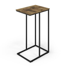 (Ancient Wood) C Shaped Industrial Sofa Side Table
