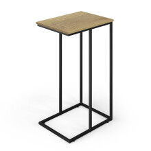 (Modern Oak) C Shaped Industrial Sofa Side Table