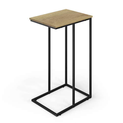 (Modern Oak) C Shaped Industrial Sofa Side Table