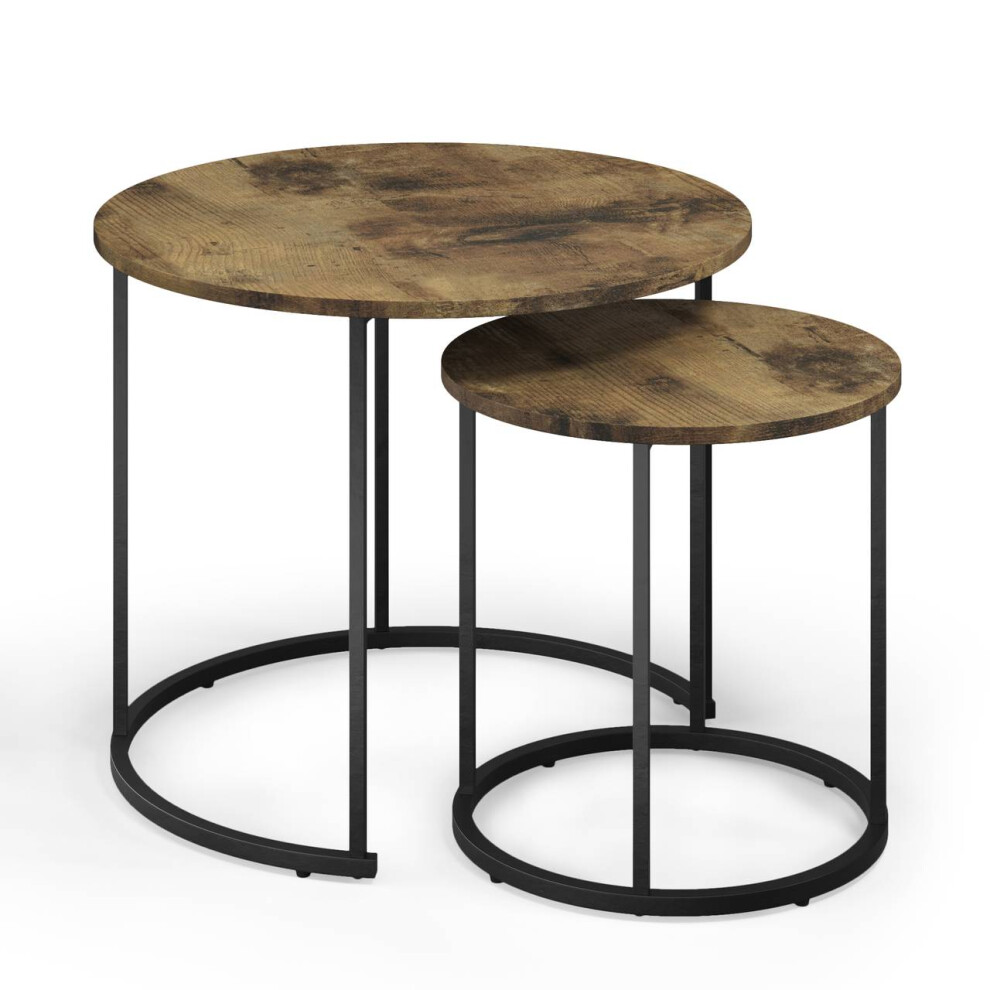 Urbnliving (Ancient Wood) Industrial Nesting Tables Set Of 2