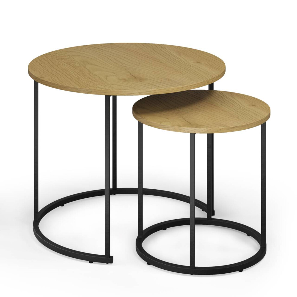 Urbnliving (Wild Oak) Industrial Nesting Tables Set Of 2