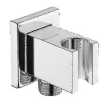 Chrome Hose Connector with Brass Keymark Hand Shower Holder, Shower Elbow with Holder, Hand Shower Sand Connector - Ripj -CN-AA