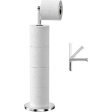 Free Standing Toilet Paper Holder, Stainless Steel Toilet Paper Dispenser, Toilet Roll Holder Stand with Heavy Base, Anti-rust Toilet Roll Holder (sil
