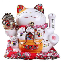 7inch Ceramic Beckoning Cat Maneki Ornament Feng Shui Decoration Swing ,a -New SZJR