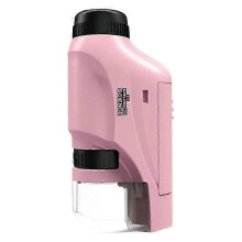 (Pink) Handheld Microscope 60-120x Pocket Microscope For Children Led Light Portable Mini Microscope Gift For Kids -CN New