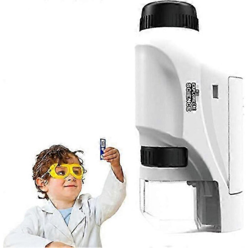 (White) Handheld Microscope 60-120x Pocket Microscope For Children Led Light Portable Mini Microscope Gift For Kids -CN New