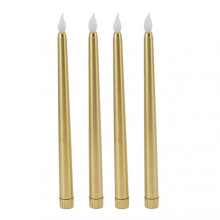 4 Pcs Led Candles Smoke Free Flameless Safe Environmentally Friendly Warm Light Electric Led Taper Candle Gold -CAN