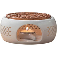 (copper) Teapot Tea Light Teapot Warmer, Tea Warmer Coffee Warmer, Porcelain Heater, Ceramic White Tea Cozy, 1pc D-
