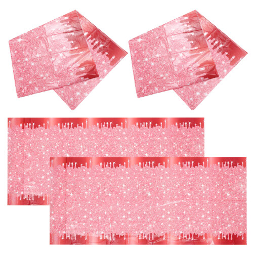 4Pcs Pe Rectangular Tablecloth Shining Party Table Cover for Birthday