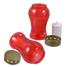 2 Herdenkingslantaarns Vlamloos Rood Plastic Voor Graf