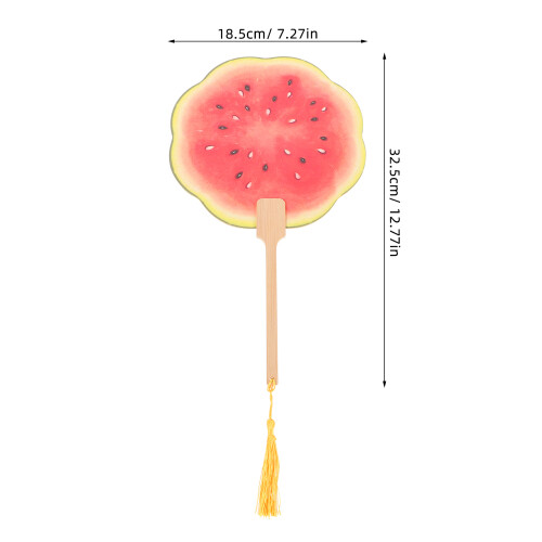 5Stk Sommerlicher Handfächer Mit Melonen-Design, Robuster Bambusgriff 2
