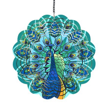 Dynamische rotierende äolische Glocken aus Eisen,-blauer Pfau