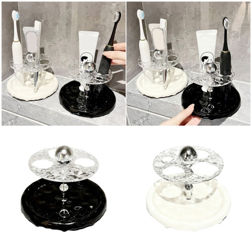 Ceramic Toothbrush Stand Hygienic Bathroom Storage For-Black 2