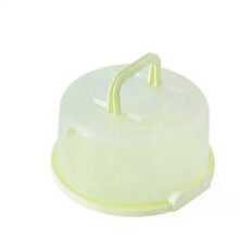 (Green) Round Plastic Cake Carrier Box Cake Plate Holder with Lockable Lid Cover Dessert Stand Tray for Wedding Party Supplies