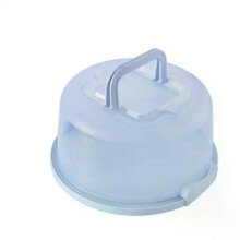 (Blue) Round Plastic Cake Carrier Box Cake Plate Holder with Lockable Lid Cover Dessert Stand Tray for Wedding Party Supplies
