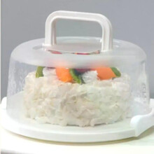 (White) Round Plastic Cake Carrier Box Cake Plate Holder with Lockable Lid Cover Dessert Stand Tray for Wedding Party Supplies