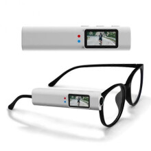 (White) 2.7K HD Glasses Camera WiFi Video Shooting Micro-camera 0.96inch IPS Screen Eyeglasses Camera 250mAh Battery for Driving Hiking