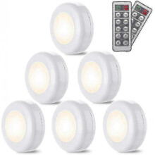 6 Pack Cordless Led Night Lights with Remote Control, 4000k Warm White Dimmable Battery Operated Spotlight Lighting for Kitchen Bedroom_mm2 -CN-WR