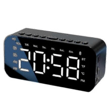 Digital Alarm Clock with Bluetooth Speaker, Large Lcd Display Adjustable Dimmer for Bedroom, Travel, Camping_mm2 -CN-WR