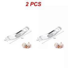 (Style A, 2pcs) 1/2PCS Stainless Steel Curved Garlic Press Mincer Manual Ginger Crusher Masher Multifunction Shredder Kitchen Fruit Vegetable