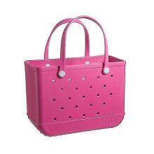 (rose red)Rubber Bag Bogg Style Hole Waterproof Durable Oversize Silicone Beach Tote -dgzd