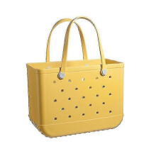 (yellow)Rubber Bag Bogg Style Hole Waterproof Durable Oversize Silicone Beach Tote -dgzd