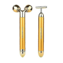 2-in-1 Beauty Bar 24k Golden Pulse Facial Face Massager 3d Roller Electric Sonic Fk CN