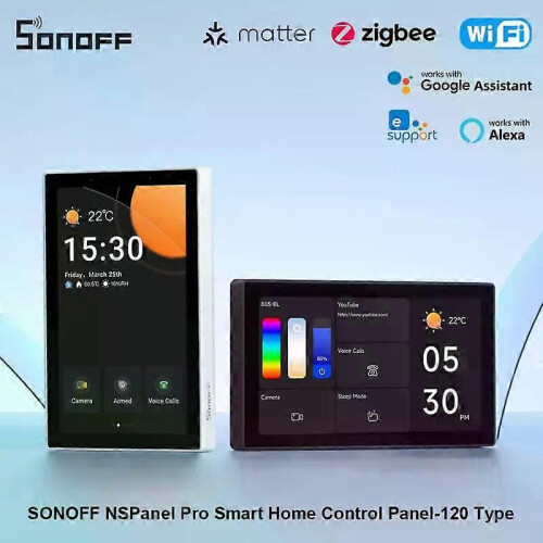 (StandW)New SONOFF NSPanel Pro 120 Smart Home Control Panel Touch Screen Zigbee3.0 Gateway Voice Control Via Alexa Google Matter Ewlink 1